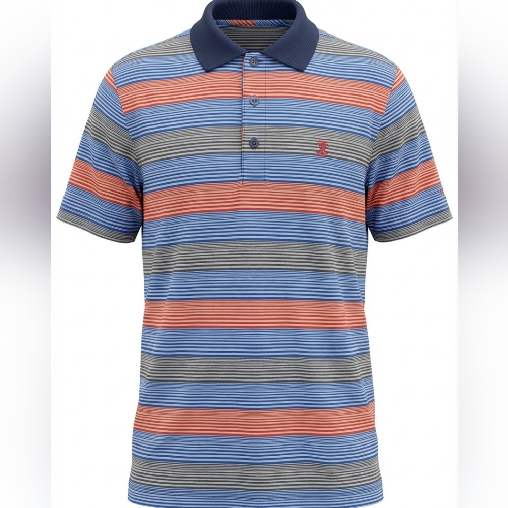 Izod Men's Polo Shirt with Red, Blue, and White Stripes Si,e XXL